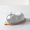 Plato de mantequilla de bambú con tapa de cerámica en forma de elefante para cocina de encimera