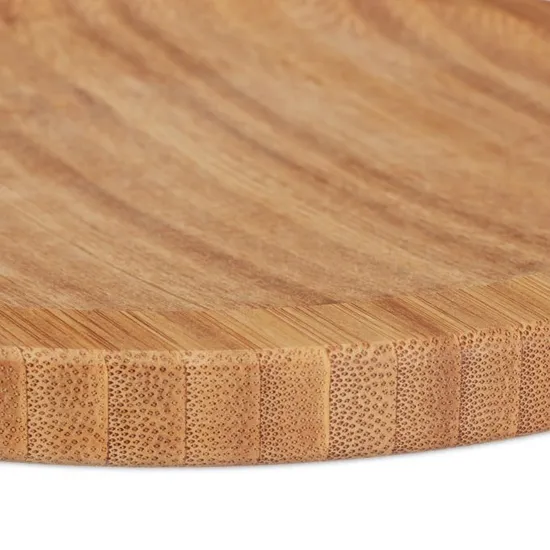 Cuchillo Media Luna y Tabla de Madera de Bambú de 20 Cm con Picador de Hierbas de Acero de Doble Hoja