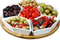 Juego de servidor para aperitivos y condimentos de cerámica blanca de 6 compartimentos con bandeja de bambú