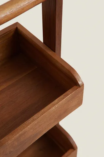 Versátil estante de almacenamiento de madera de acacia de 4 niveles para baño y sala de estar
