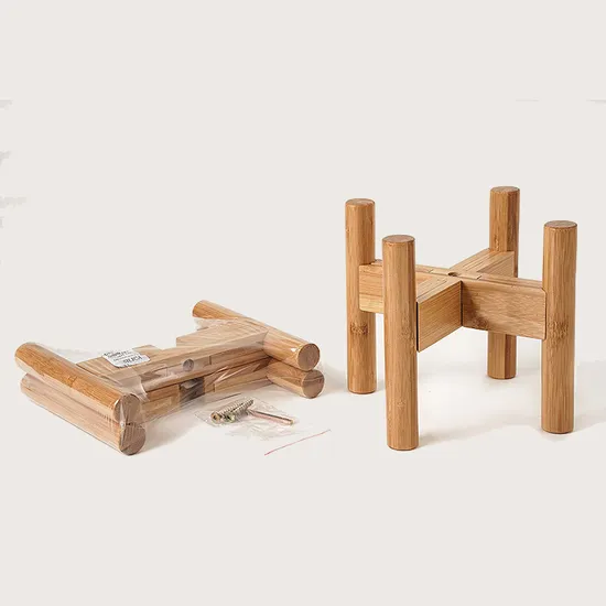 Soporte ajustable para plantas de interior de bambú de 8 a 12 pulgadas para sala de estar y balcón