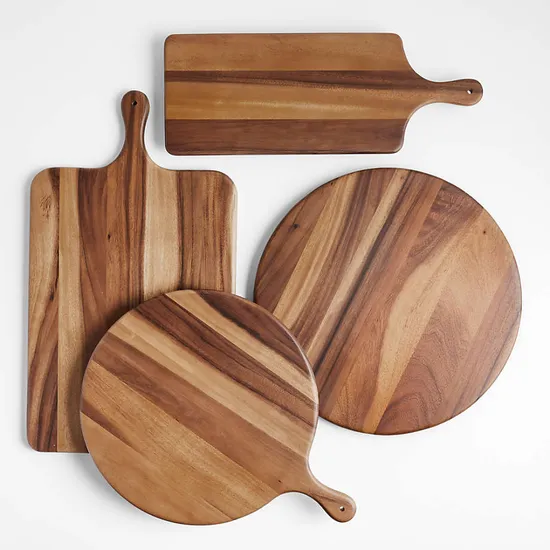 Tabla de cortar de madera redonda grande para embutidos para entretenimiento