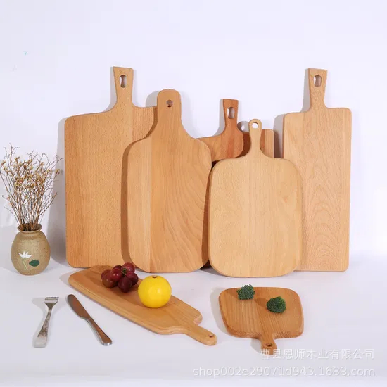 Tabla de cortar de madera de haya con forma de Padde, tabla para servir, tabla de cortar con mango