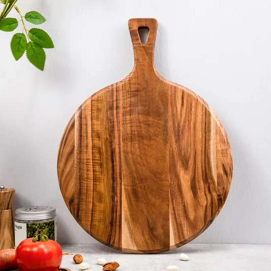 Productos de cocina al por mayor Tabla de cortar queso de madera de Acacia con mango