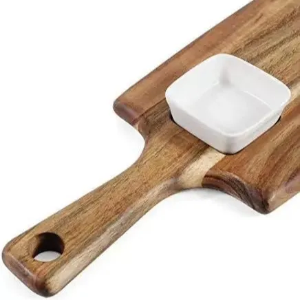 Fabricación de tabla para cortar queso, juego de tabla de charcutería, plato para servir queso con cuencos de cerámica
