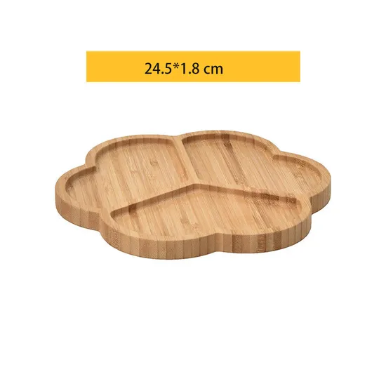 3 platos llanos de bambú divididos para cocina
