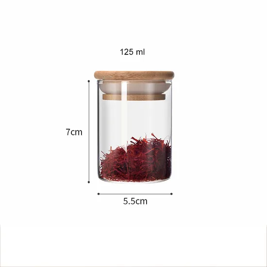 Tarro de almacenamiento de vidrio de borosilicato con tapa de bambú para nueces, galletas, dulces, café, envasado de alimentos