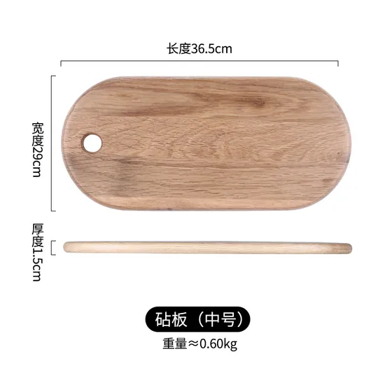 Tablero de servicio de sushi de charcutería de queso de bocadillo de madera de roble de forma ovalada con orificio para colgar