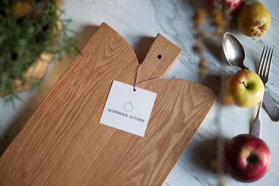Tabla de cortar de madera de roble con forma de paleta grande, tabla de cortar con orificio para colgar