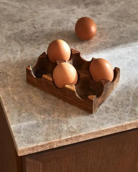 Estante de almacenamiento de huevos de madera espesa, soporte para 6 huevos frescos