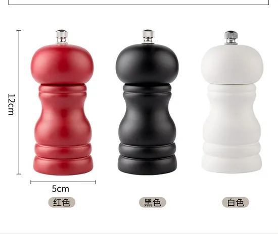 Molinillo manual de madera maciza de 4 pulgadas con acabado de horneado de PU de cocina para pimienta negra recién molida