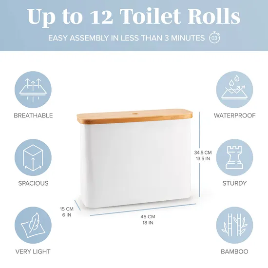 Cesta de almacenamiento de papel higiénico de baño de color blanco