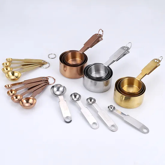 Fácil de almacenar, 5 cucharas medidoras pequeñas de acero inoxidable.
