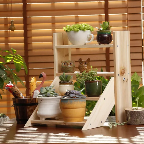 Soporte de flores de madera multicapa, soporte de exhibición para suculentas, estante para macetas, estante para plantas de balcón