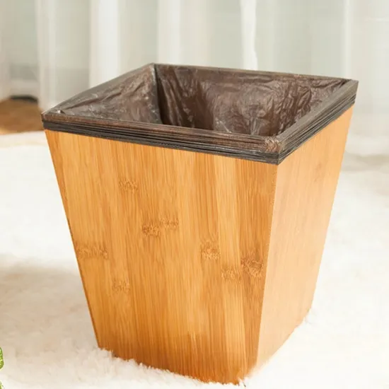 Bote de basura de bambú cuadrado creativo/papelera de oficina/bote de basura para sala de estar y baño