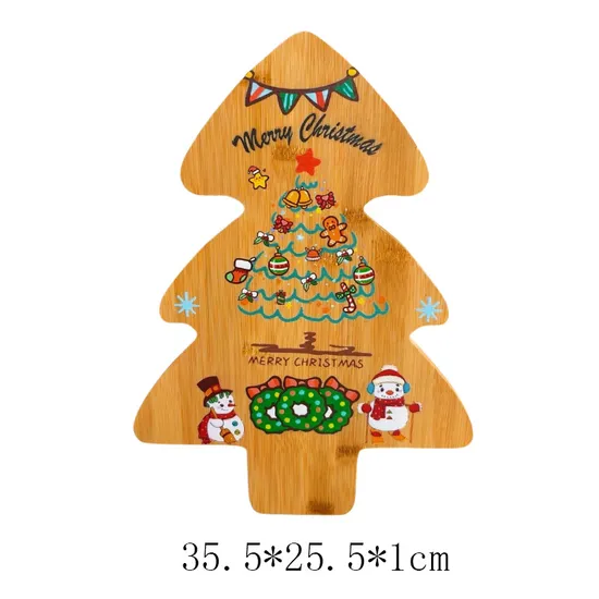 Tablero de bambú de encargo del queso del tablero de la porción de la tabla de cortar de la forma del árbol de navidad