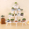 Estante de madera para flores estilo escalera de 4 capas, estante para flores para jardín y sala de estar
