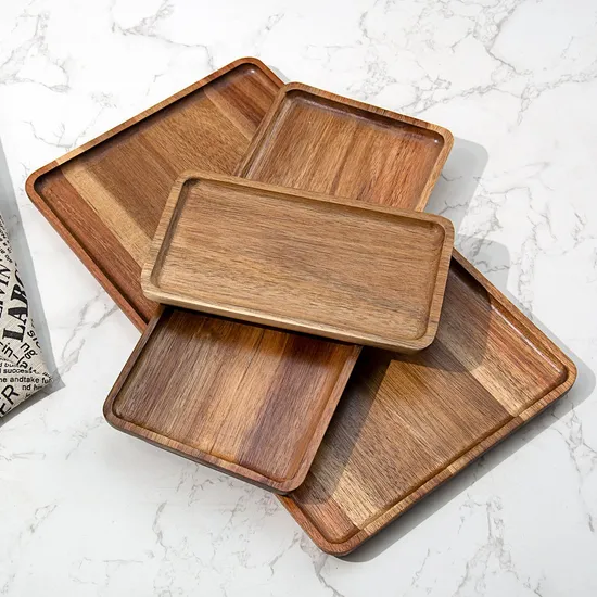 Versátil juego de bandejas de acacia para servir queso y aperitivos