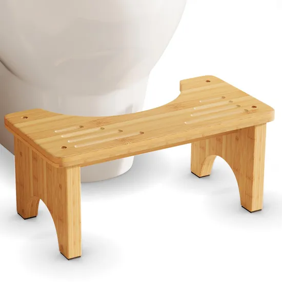 Taburete de inodoro en cuclillas de bambú natural antideslizante para adultos y niños