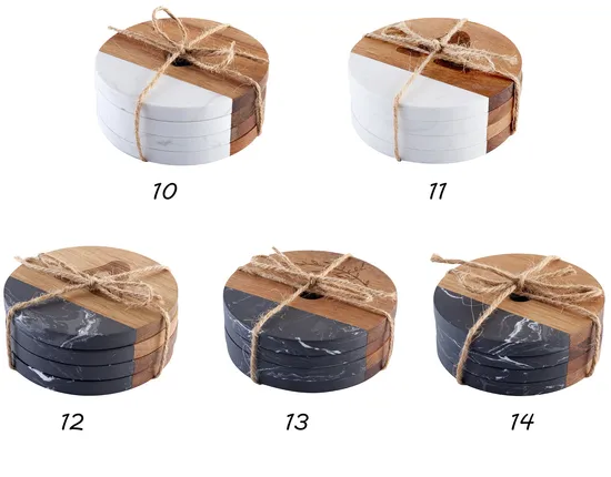Juegos de posavasos de mármol redondos blancos multiusos para bebidas calientes y centros de mesa decorativos
