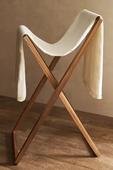 Toallero plegable de madera de Acacia para baño, estante de secado, estantes colgantes de madera