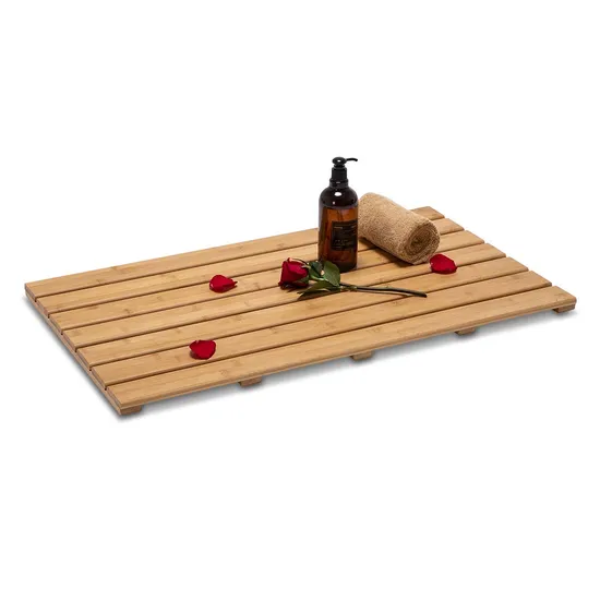 Estera de baño de bambú para ducha, SPA, resistente al agua, antideslizante, grande, resistente al agua