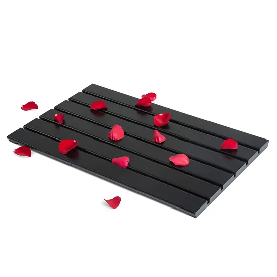 Alfombra grande de bambú de color negro para baño