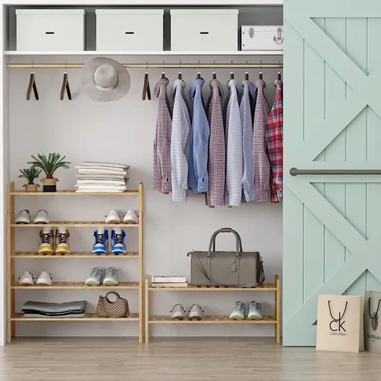 Organizador apilable del almacenamiento del estante del zapato de madera de bambú de 2 niveles para la entrada
