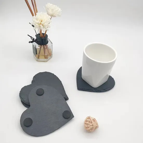 Juego de posavasos de pizarra con forma de corazón de estilo rústico para cocinas campestres