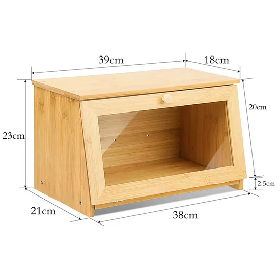 Contenedor de almacenamiento de pan de bambú visible para cocina