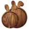 Juego de 2 bandejas y platos de madera de acacia con forma de animal