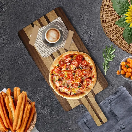 Tabla de servir de primera calidad con forma de paleta de madera de acacia