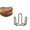 Artístico - Posavasos de madera con forma de corazón y soporte de metal para decoración de mesa