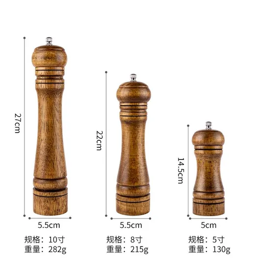 Manual durable 5 - 8 - 10 - amoladora de madera de goma del condimento de la pimienta de la pulgada