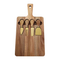 Tabla de quesos de madera de acacia con forma de paleta sostenible y juego de 4 cuchillos para queso