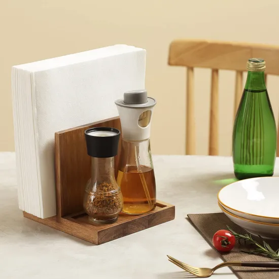 Soporte natural para servilletas con organizador de almuerzo para restaurante con carrito de sal y pimienta