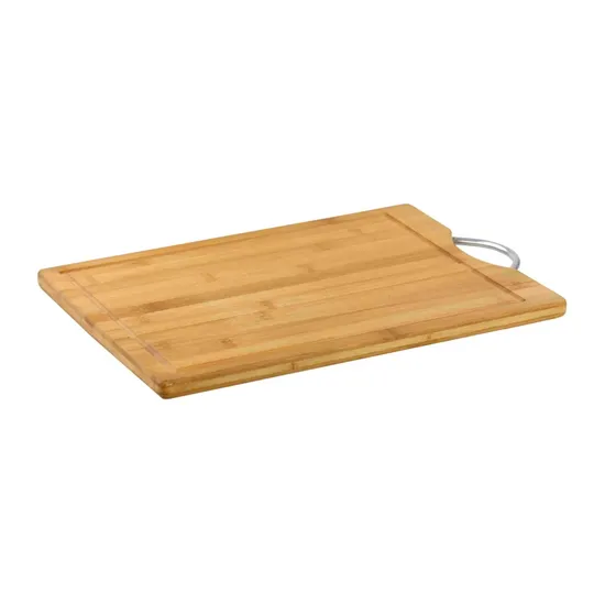 Tabla de cortar de bambú premium con mango de acero inoxidable duradero