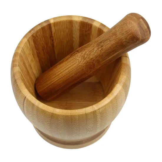 Juego de mortero y maja de bambú ecológico para uso en cocina