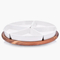 Bandeja redonda de madera de acacia Lazy Susan de 12 pulgadas con 4 tazones de cerámica divididos