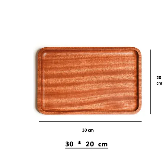 Vajilla para el hogar, bandeja de madera de ébano rectangular para servir, para té/filete