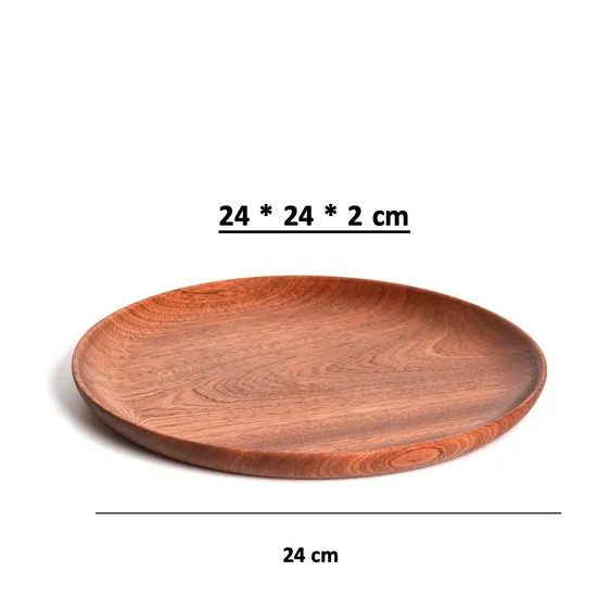 Juego de platos llanos redondos de madera para discos, frutos secos, postre, merienda