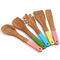 Juego de 5 utensilios de cocina de bambú con pintura en color de alta calidad
