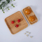 Bandeja rectangular rústica para servir comida y té de madera de haya