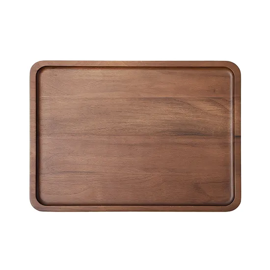 Bandeja de servicio/plato de cena de madera de nogal negro redondo y cuadrado rectangular personalizado