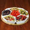Juego de servidor para aperitivos y condimentos de cerámica blanca de 6 compartimentos con bandeja de bambú