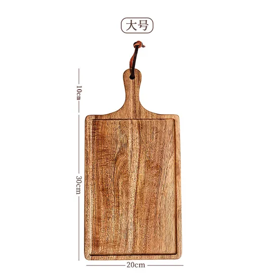 Tabla para servir/bandeja reversible de acacia con canales para jugo y recortes para asas