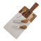 Tabla de servir de madera de mármol y acacia con juego de cuchillos para queso y mango