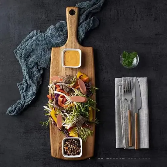 Fabricación de tabla para cortar queso, juego de tabla de charcutería, plato para servir queso con cuencos de cerámica