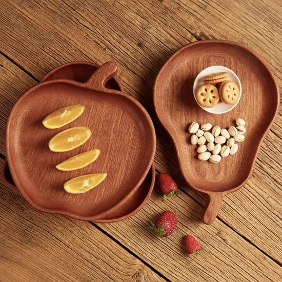 Bandeja/placa de madera de ébano con forma de pera para decoración del hogar