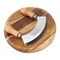 Tabla de cortar redonda de madera con picadora de hierbas Mezzaluna de acero inoxidable de doble hoja